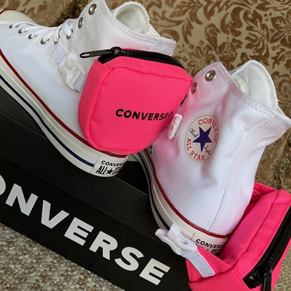 Converse CTAS Buckle Up Hi White/Neo Pink/White MN - Picture 13 of 16